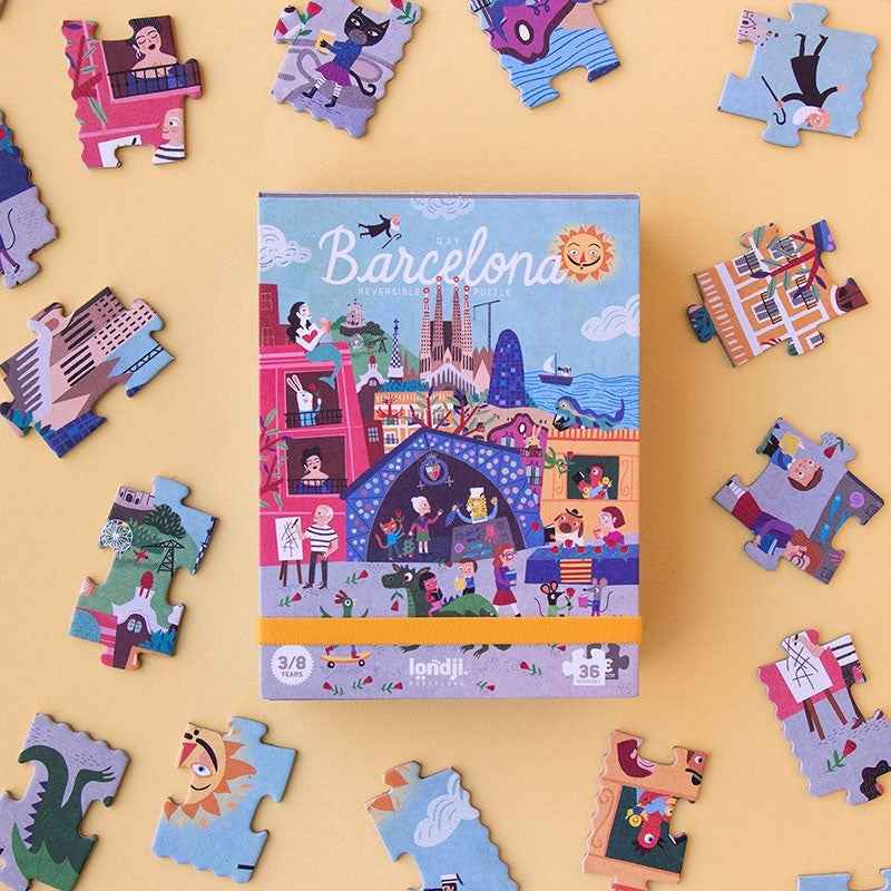 Londji Reversible Night and Day in Barcelona Puzzle, 36 pieces