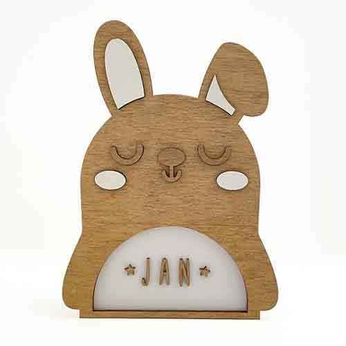 Vintiun | Rabbit lamp, LED, including self-adhesive letters