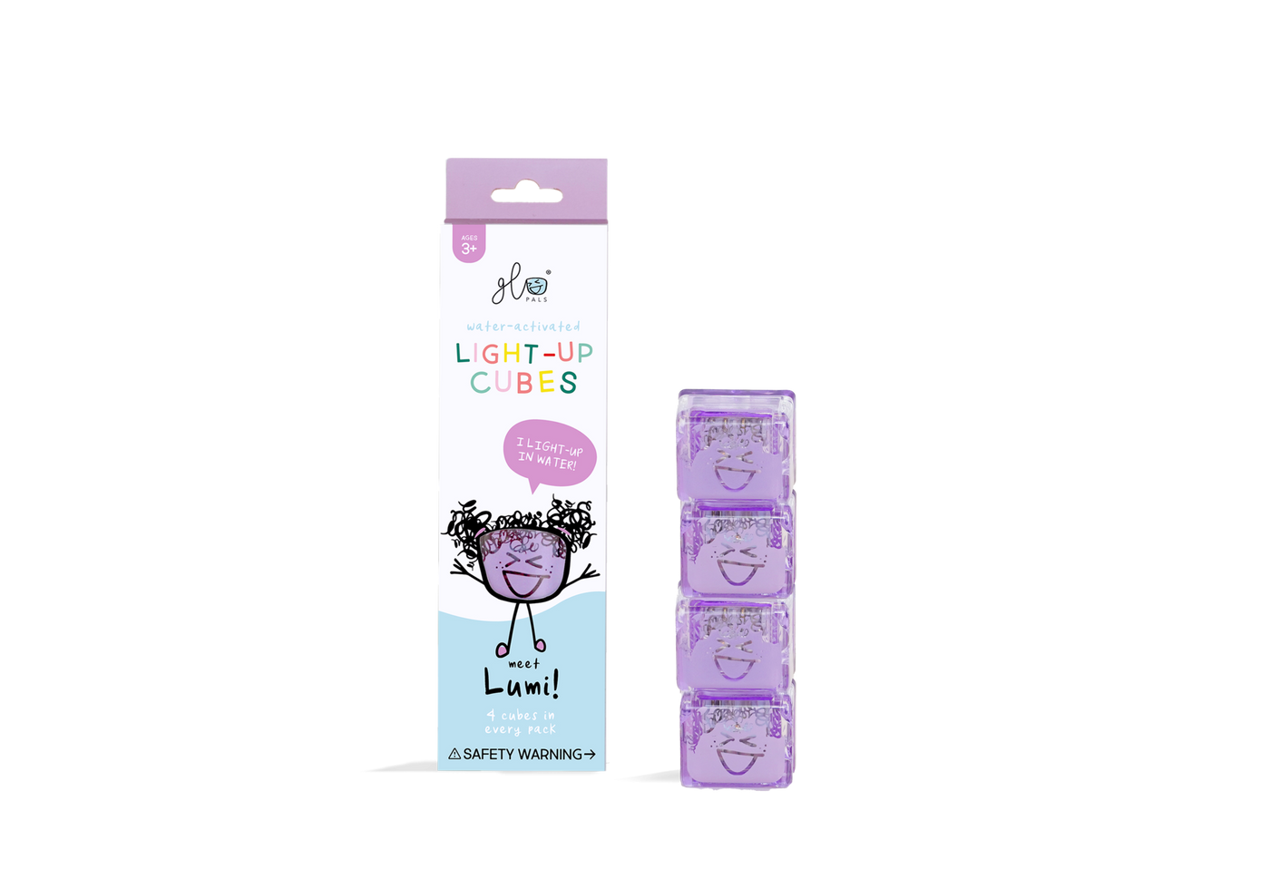 Glo Pals Lumi, Light Up Cubes, Paars, 4 Stuks