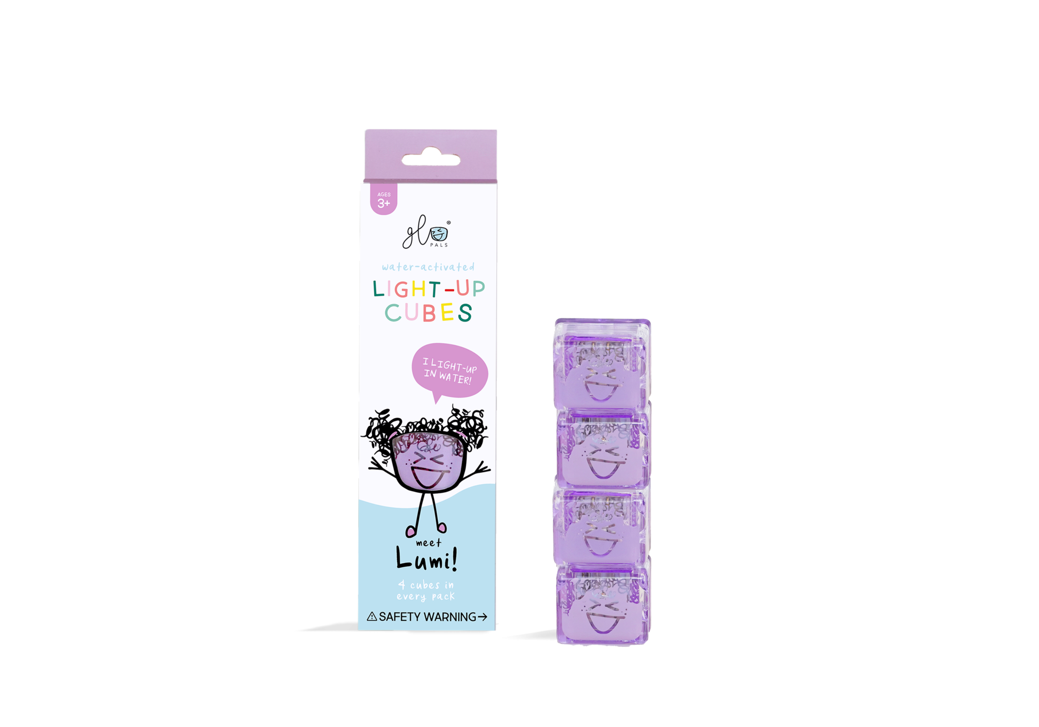 Glo Pals Lumi, Light Up Cubes, Paars, 4 Stuks