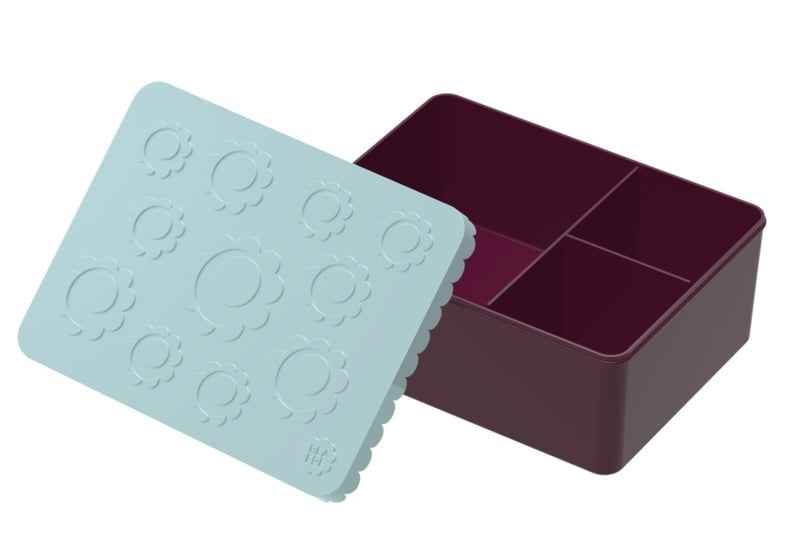 Blafre | Lunchbox Met 3 Compartimenten Bloemen Lichtblauw + Bordeaux