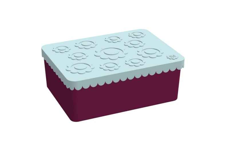 Blafre | Lunchbox Met 3 Compartimenten Bloemen Lichtblauw + Bordeaux