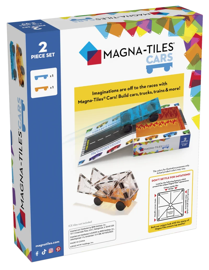 Magna-Tiles | Cars Blue & Orange 2-Piece Set