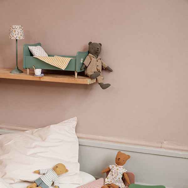 Maileg Wooden Bed Teddy Dad - Dusty Green 26cm