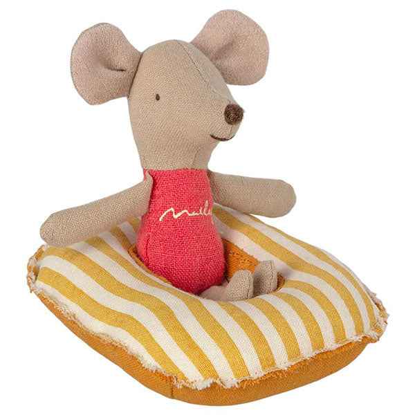 Maileg Small Mouse Rubber Boot - Yellow Stripe