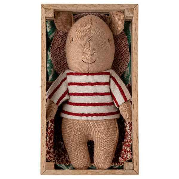 Maileg little pig in crate for baby girl