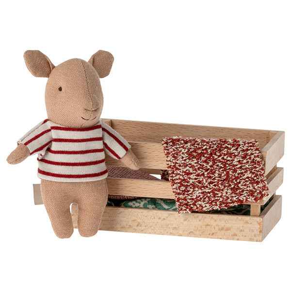 Maileg little pig in crate for baby girl