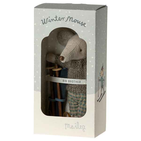 Maileg Winter Mouse with Ski Set, Big Brother