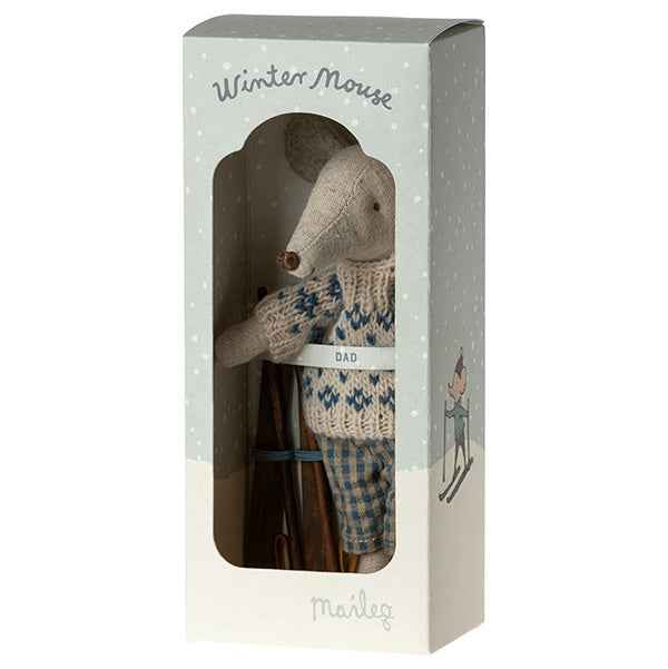 Maileg winter mouse dad with ski set