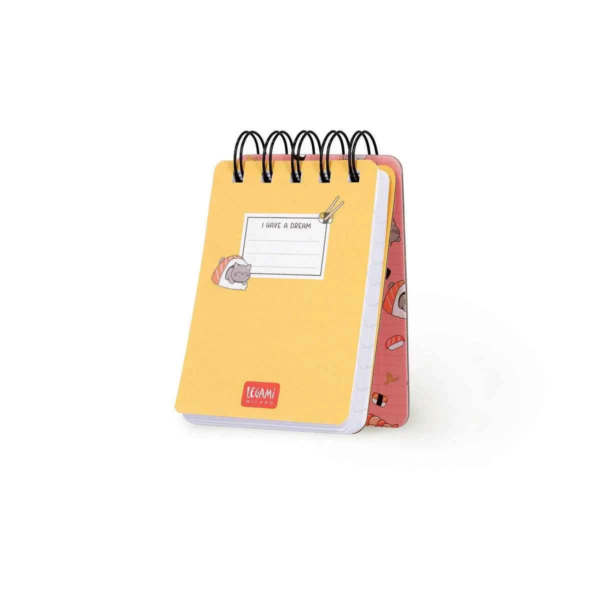 Legami | Lined notebook with illustrated hard cover - Sushi Cat - Notebook - Spiral-bound