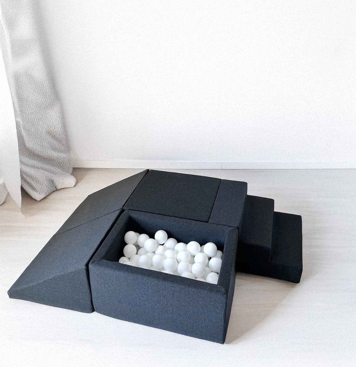 Moje | 4 Elementen + Ballenbad - Cotton Graphite 65x35x30 cm + 100 Ballen