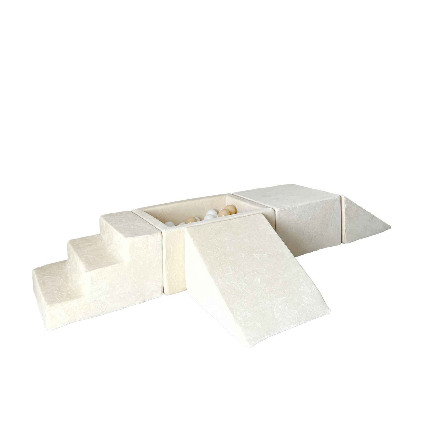 Moje | 4 elementen + Ballenbad - Soft Velvet Ecru 65x35x30 cm + 100 Ballen