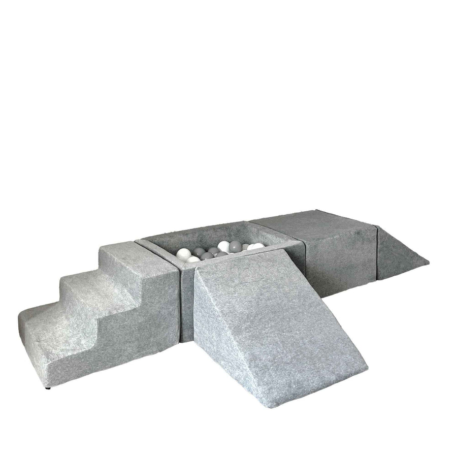 Moje | 4 elementen + Ballenbad - Soft Velvet Grey 65x35x30 cm + 100 Ballen