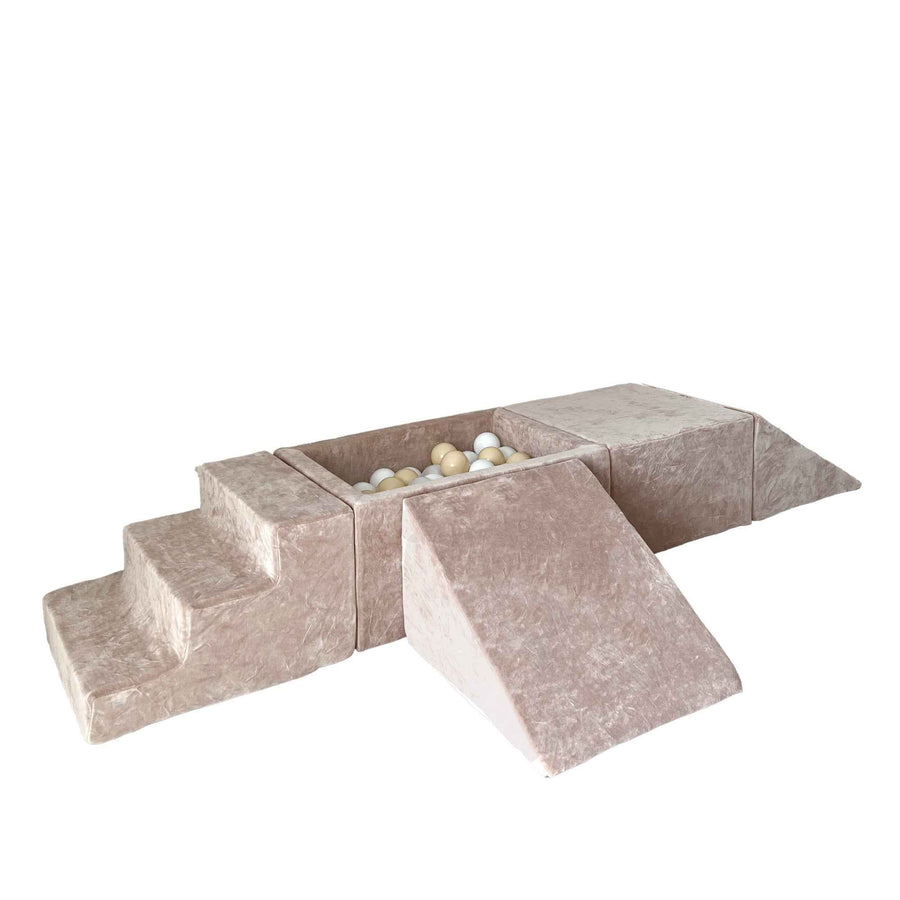 Moje | 4 elementen + Ballenbad - Soft Velvet Dark Beige 65x35x30 cm + 100 Ballen