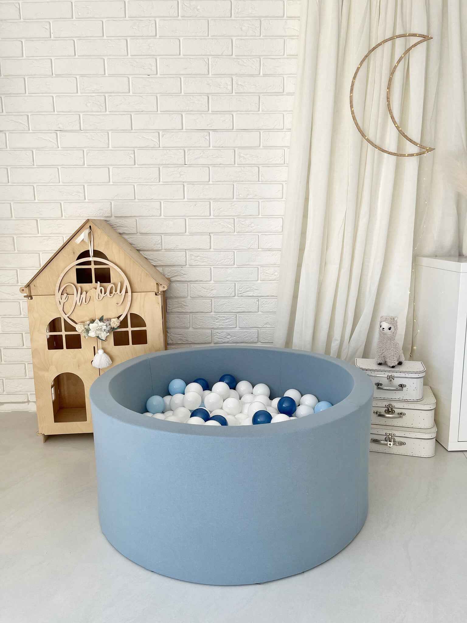 Moje | Ballenbad Cotton - Blue 90x40 cm + Ballen