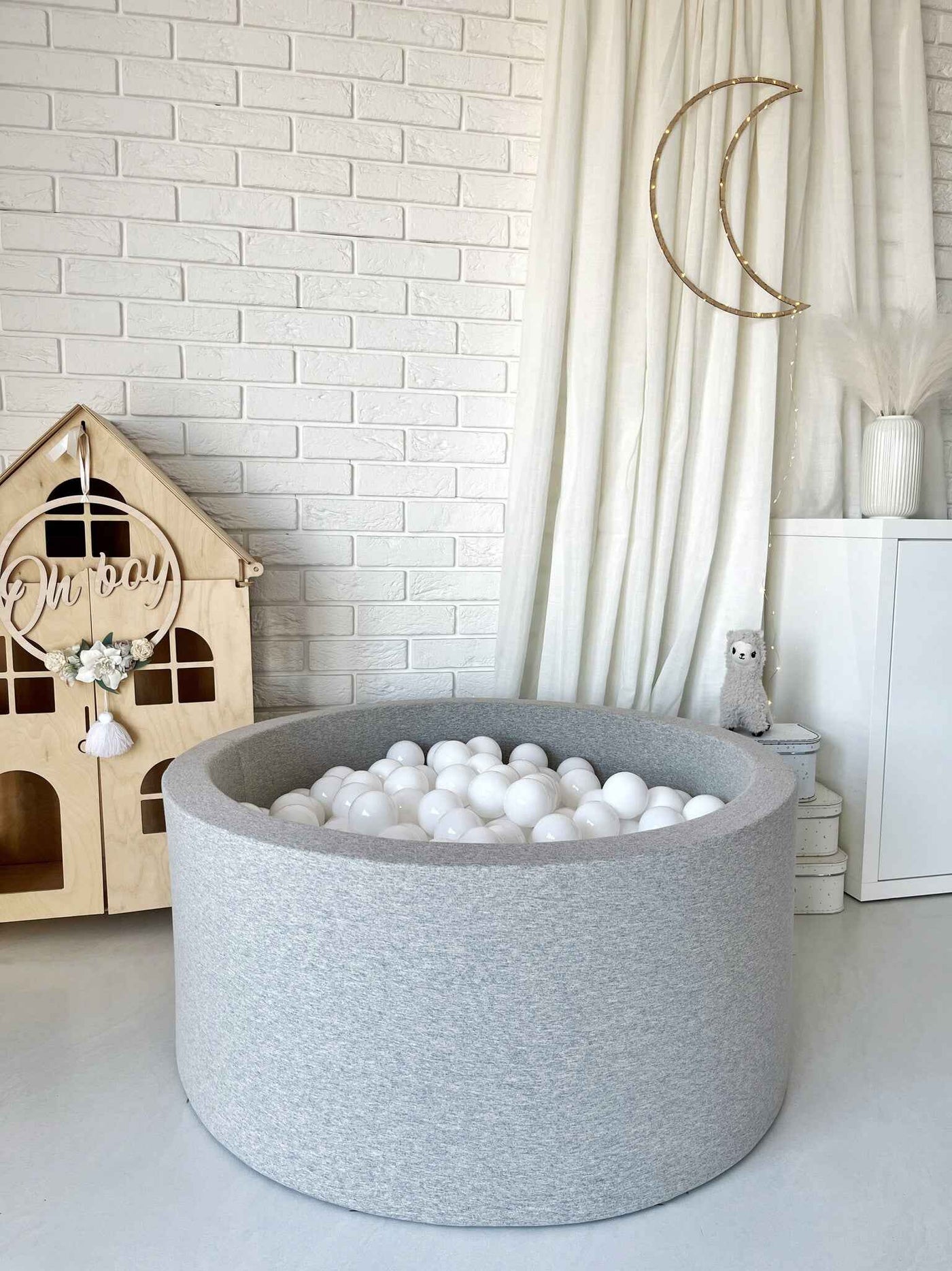 Moje | Ballenbad Cotton - Light Grey 90x40 cm  + Balls