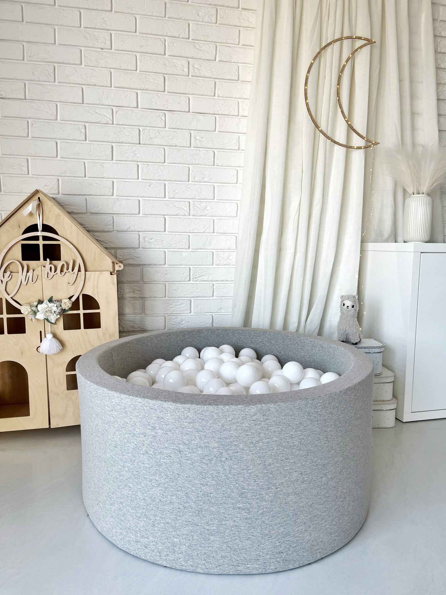 Moje | Ballenbad Cotton - Light Grey 90x40 cm  + Balls