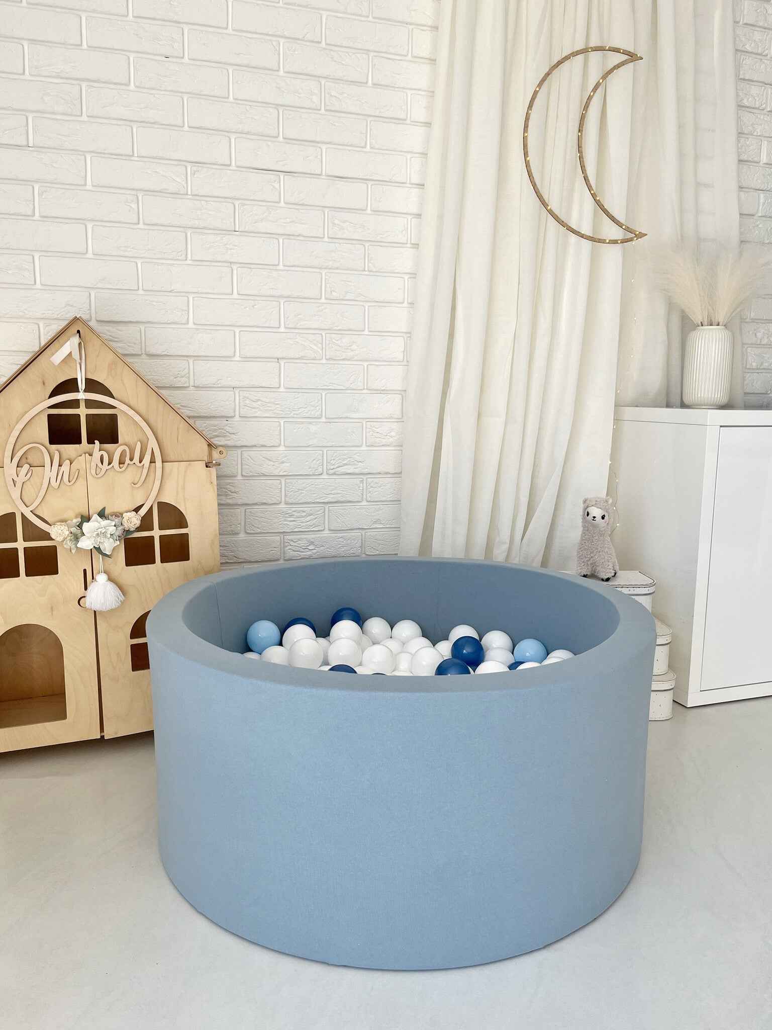 Moje | Ballenbad Cotton - Blue 90x40 cm + Ballen