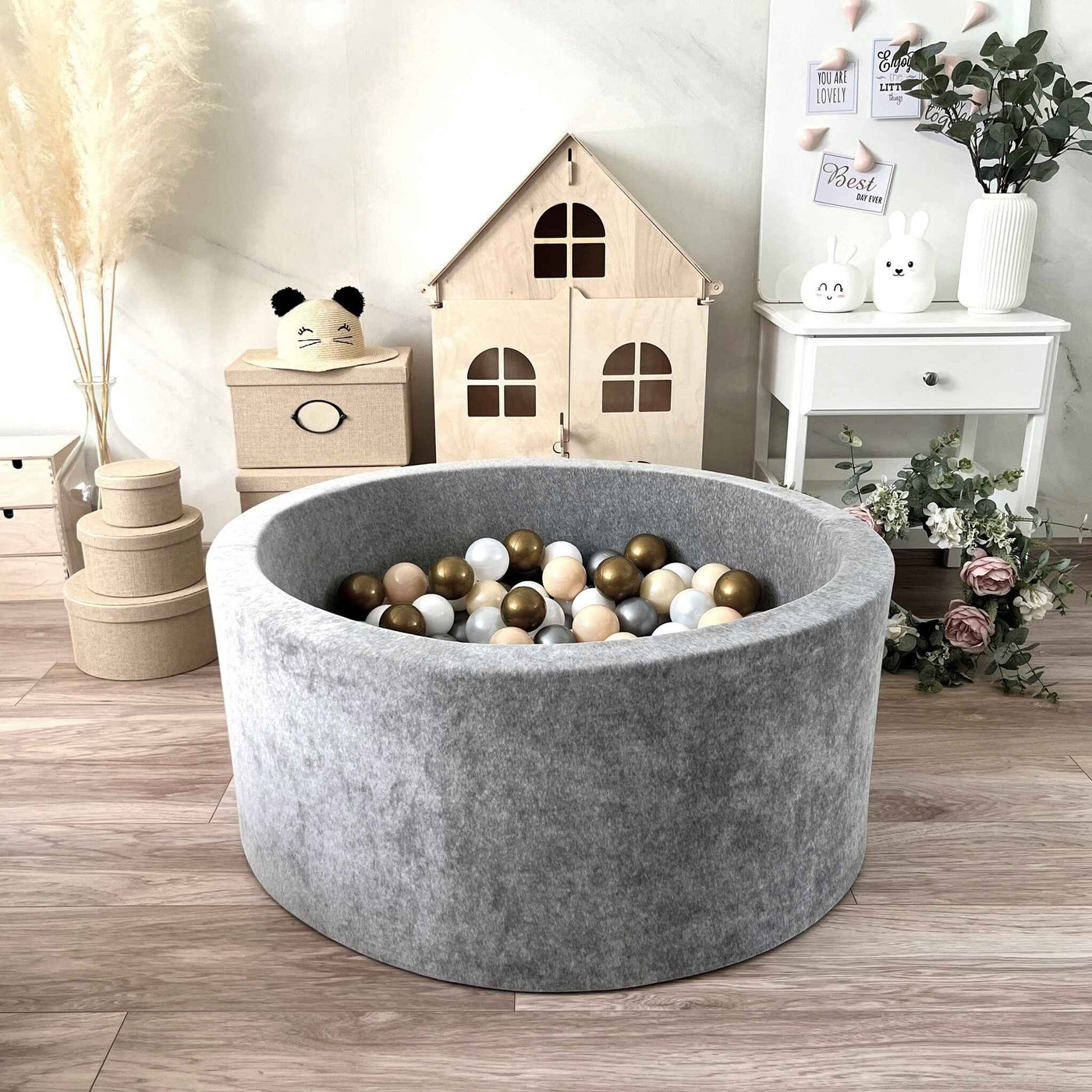 Moje | Soft Velvet Bubble Bath - Grey 90x40 cm + Balls