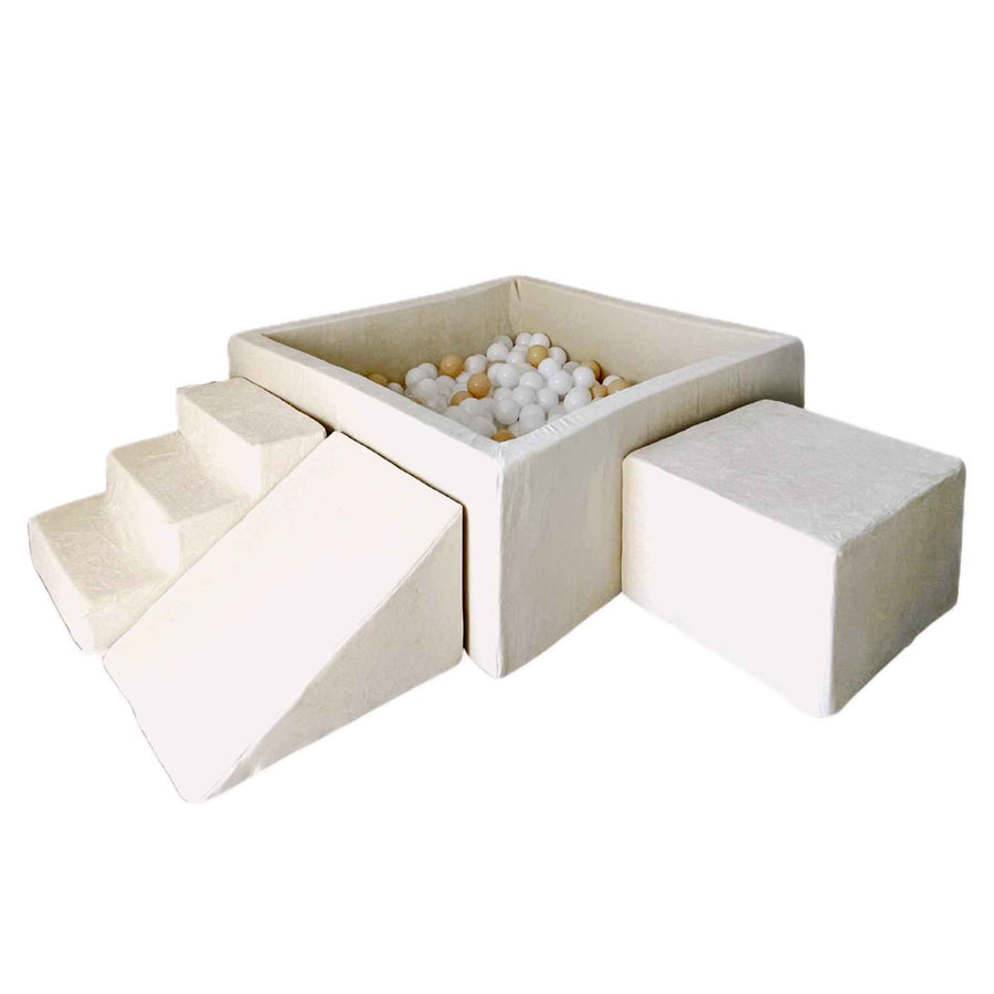 Moje |  3 Elementen + Ballenbad  - Soft Velvet Ecru 106x106x40 cm + 400 Ballen