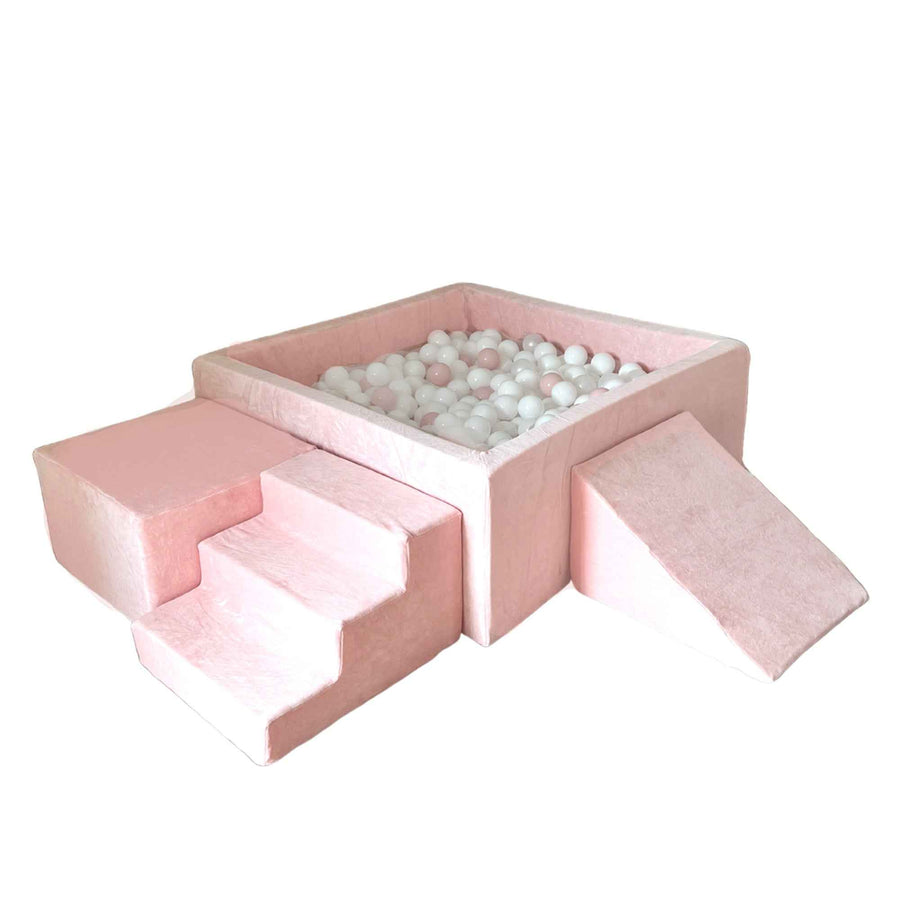 Moje | 3 Elementen + Ballenbad - Soft Velvet Light Pink 106x106x40 cm + 400 Ballen