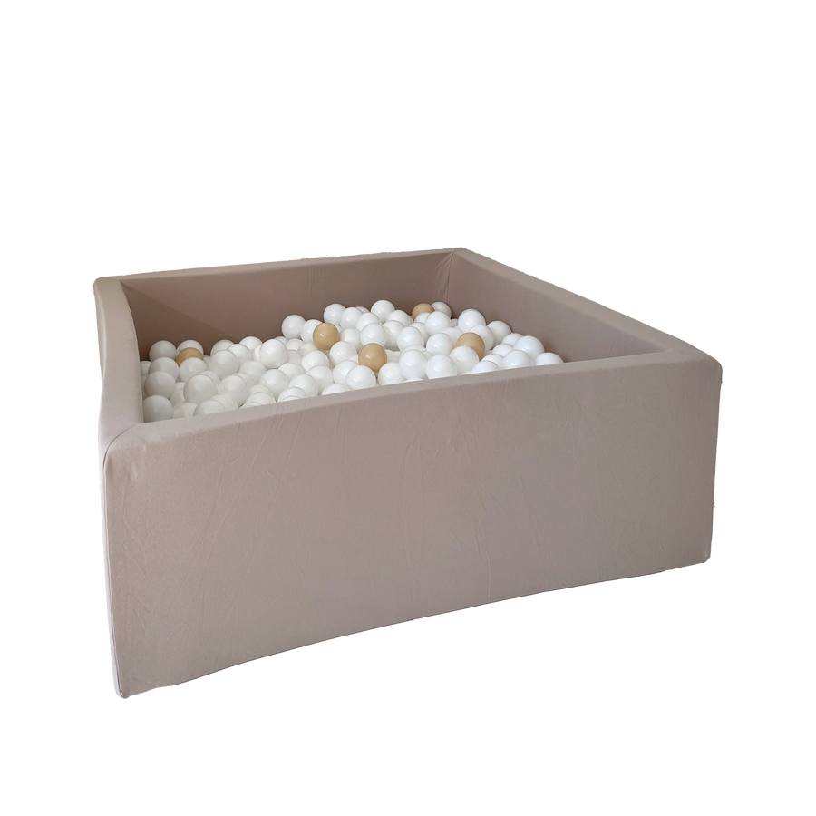 Moje | Vierkant Ballenbad Cotton - Beige 106x106x40 cm + Ballen