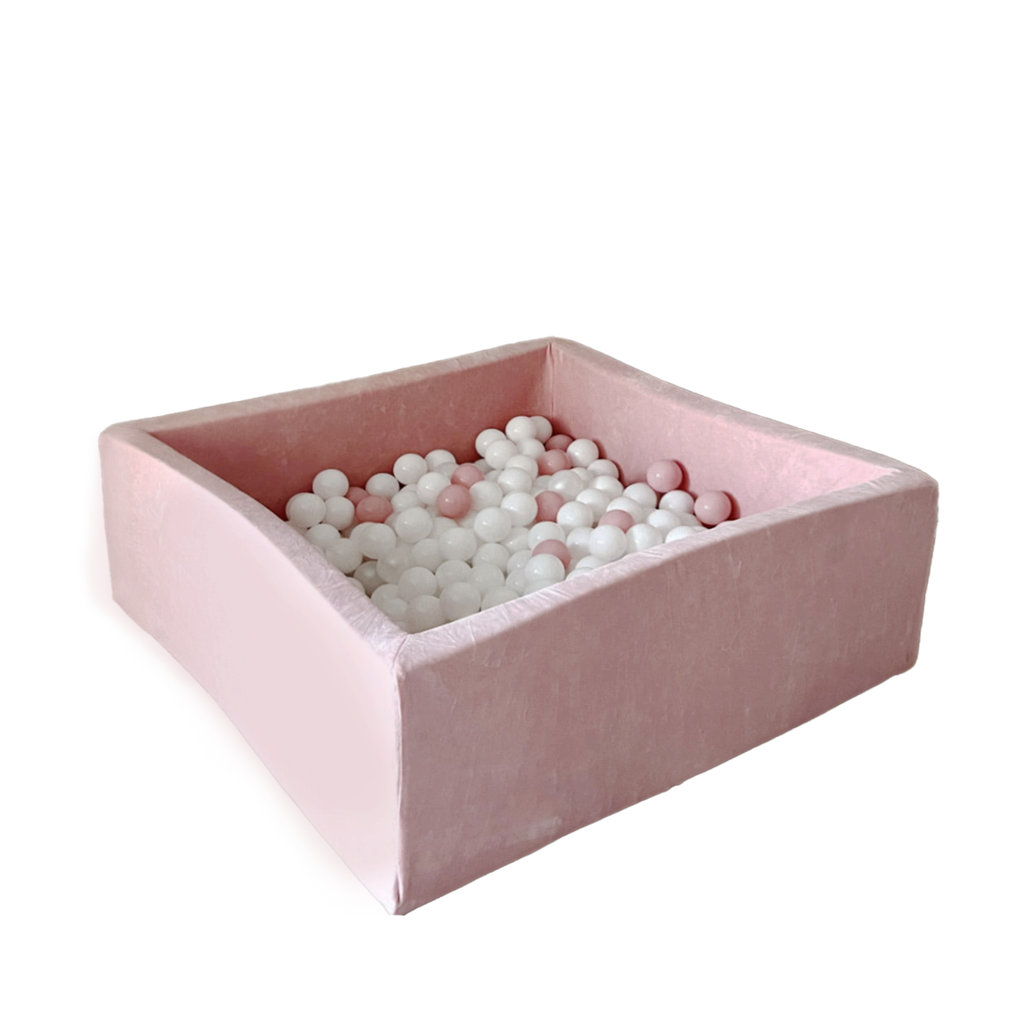 Moje | Vierkant Ballenbad Soft Velvet - Light Pink 106x106x40 cm + Ballen