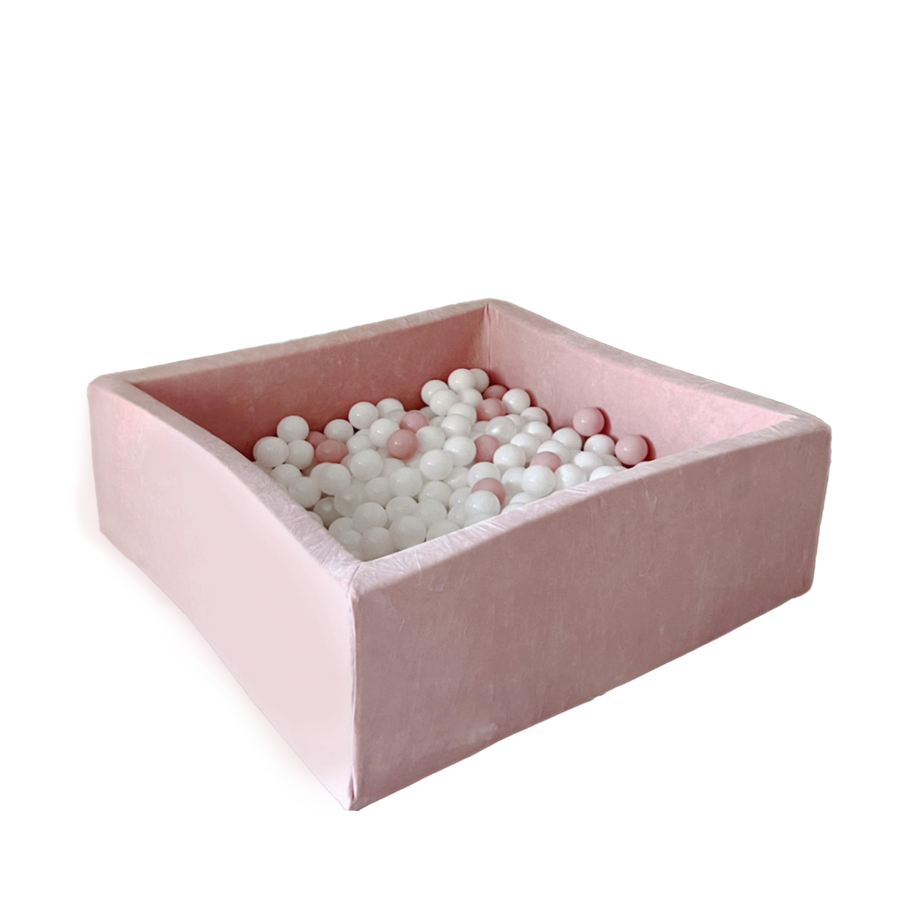 Moje | Vierkant Ballenbad Soft Velvet - Light Pink 106x106x40 cm + Ballen