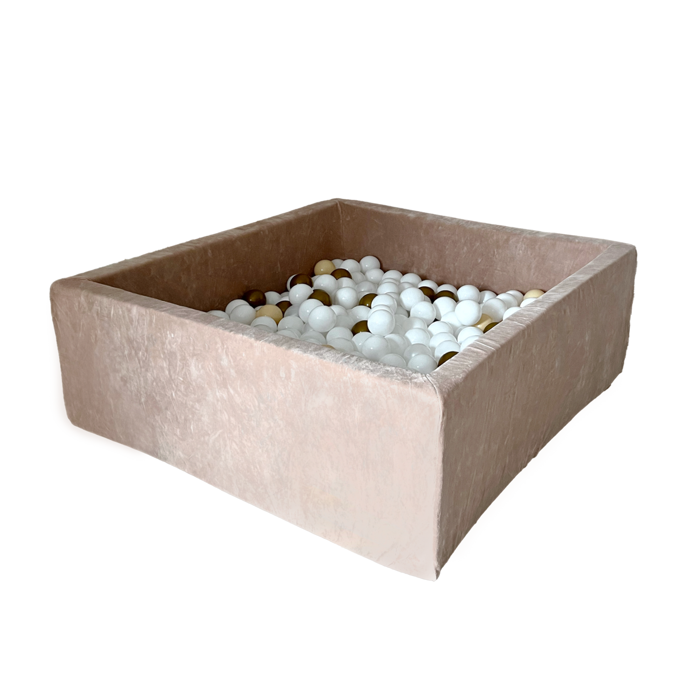 Moje | Vierkant Ballenbad Soft Velvet - Dark Beige 106x106x40 cm + Ballen