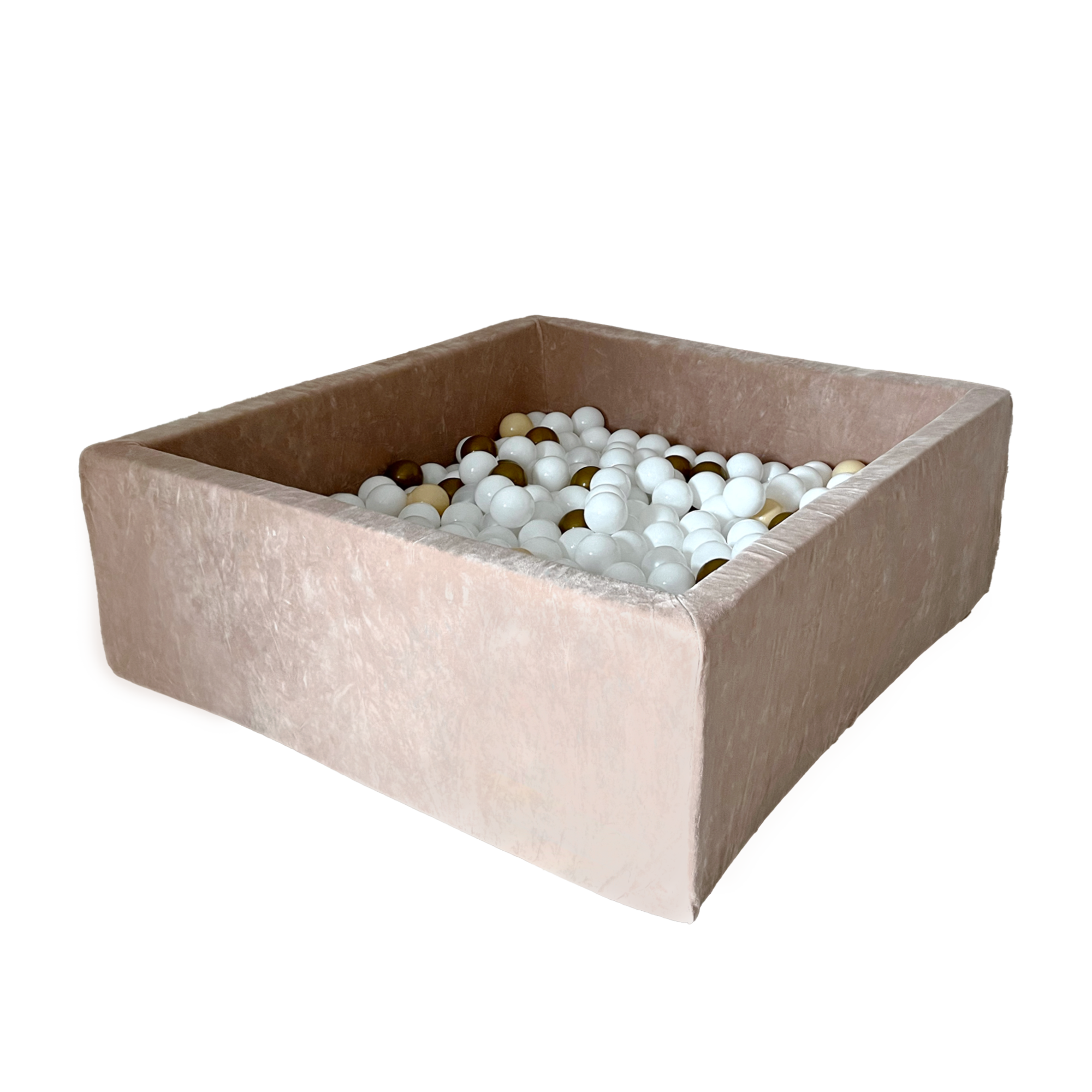 Moje | Vierkant Ballenbad Soft Velvet - Dark Beige 106x106x40 cm + Ballen