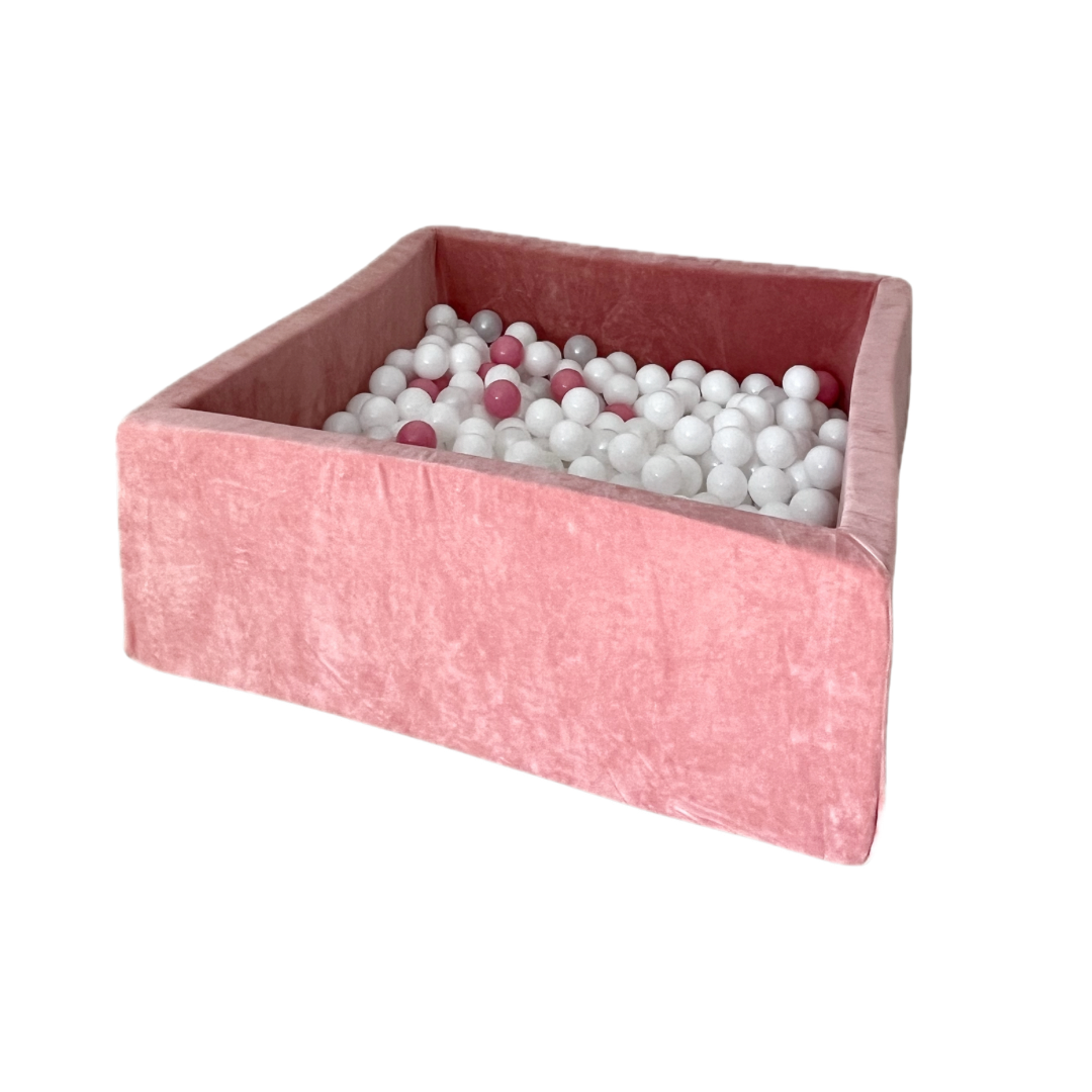Moje | Square Soft Velvet Ball Pit - Raspberry Pink 106x106x40 cm + Balls