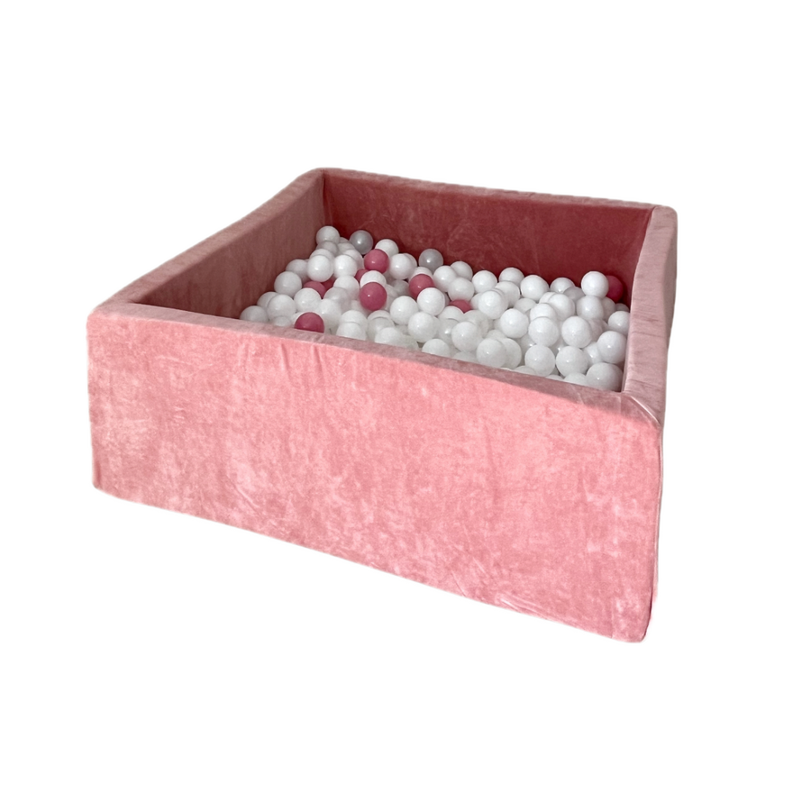 Moje | Vierkant Ballenbad Soft Velvet - Raspberry Pink 106x106x40 cm + Ballen