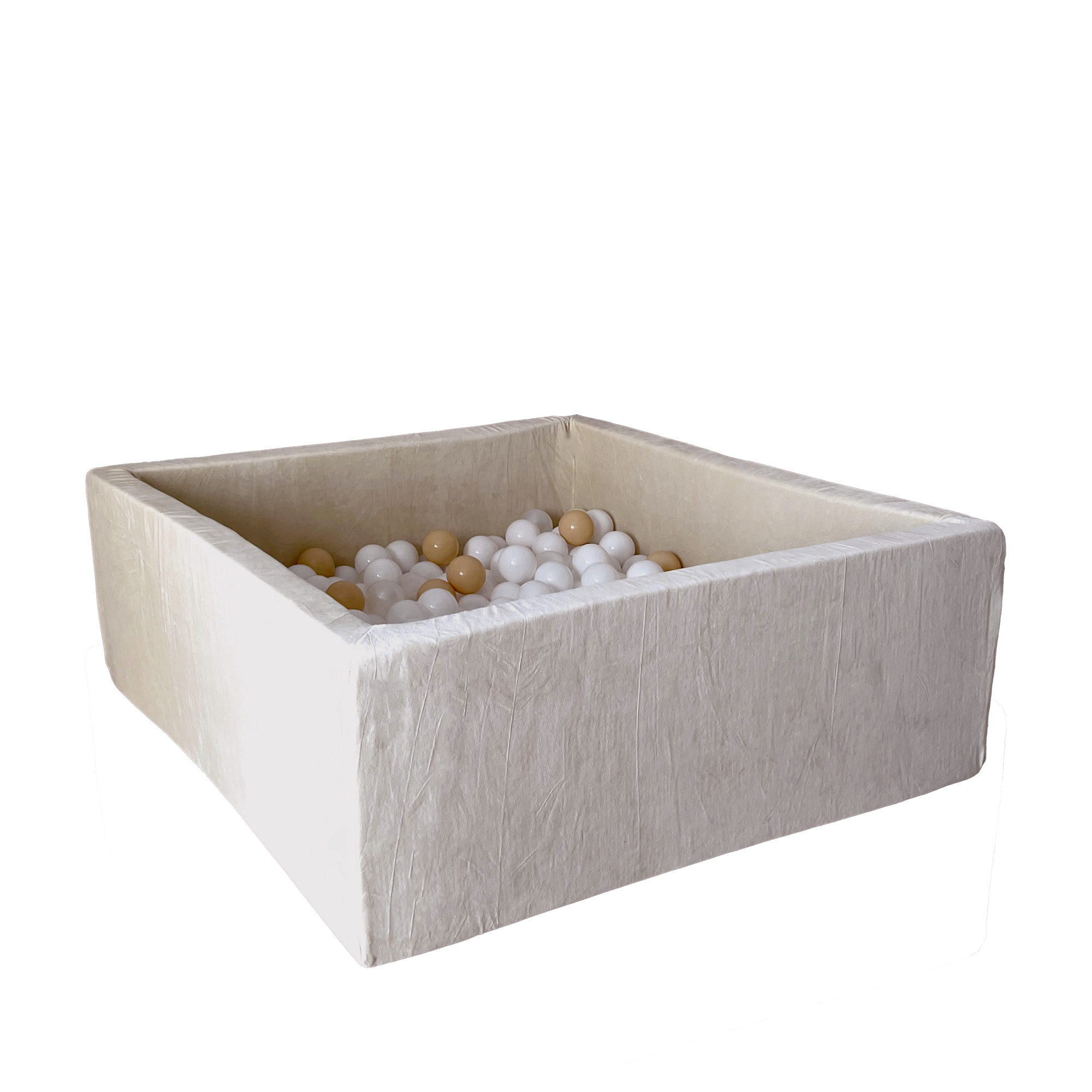 Moje | Vierkant Ballenbad Soft Velvet - Ecru 106x106x40 cm + Ballen