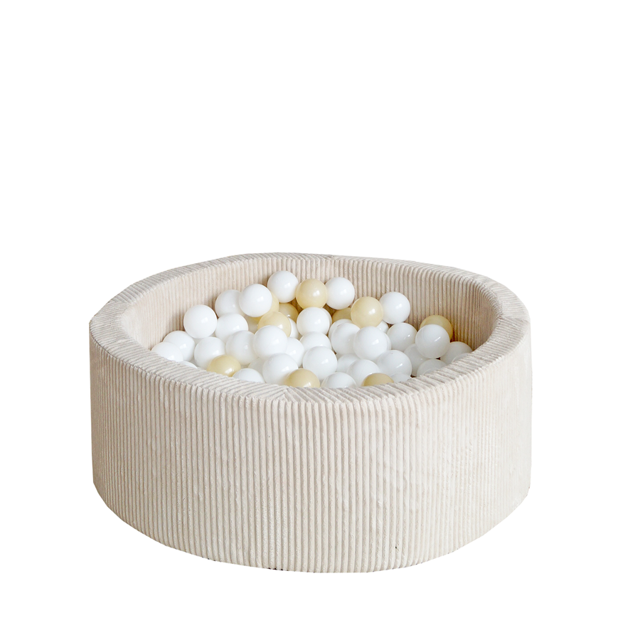 Moje | Ballenbad Rib Velvet - Crème 90x30 cm + Ballen
