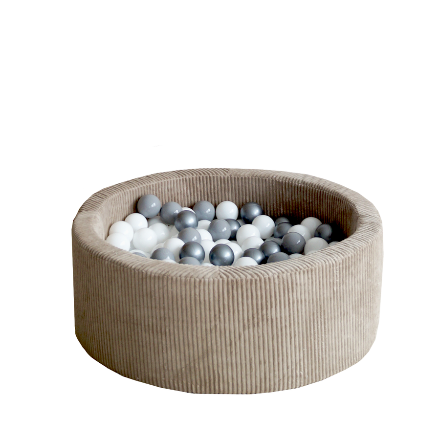 Moje | Ballenbad Rib Velvet - Dark Beige 90x30 cm + Ballen