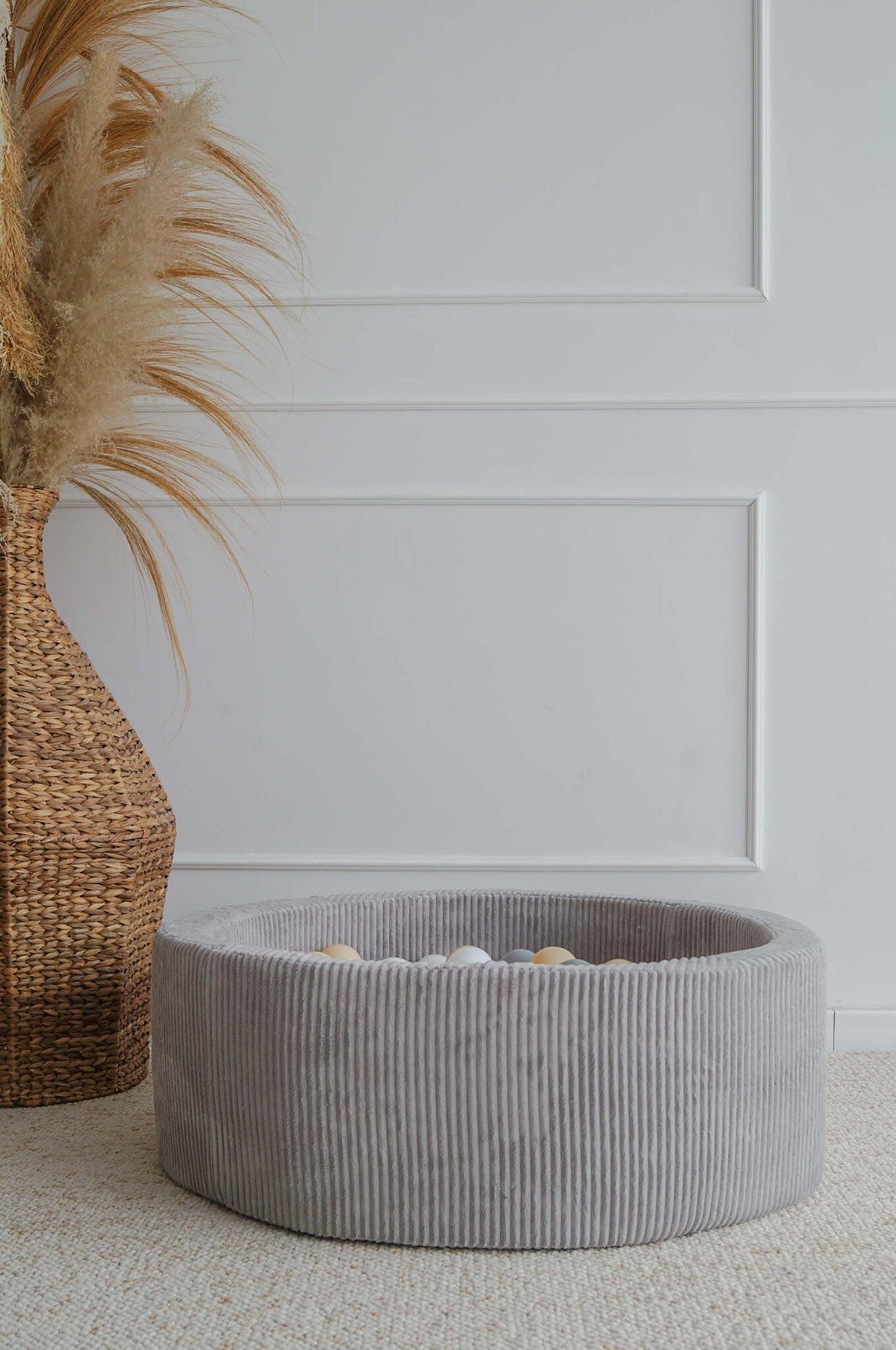 Moje | Ball Pool Rib Velvet - Grey 90x30 cm + Ballen
