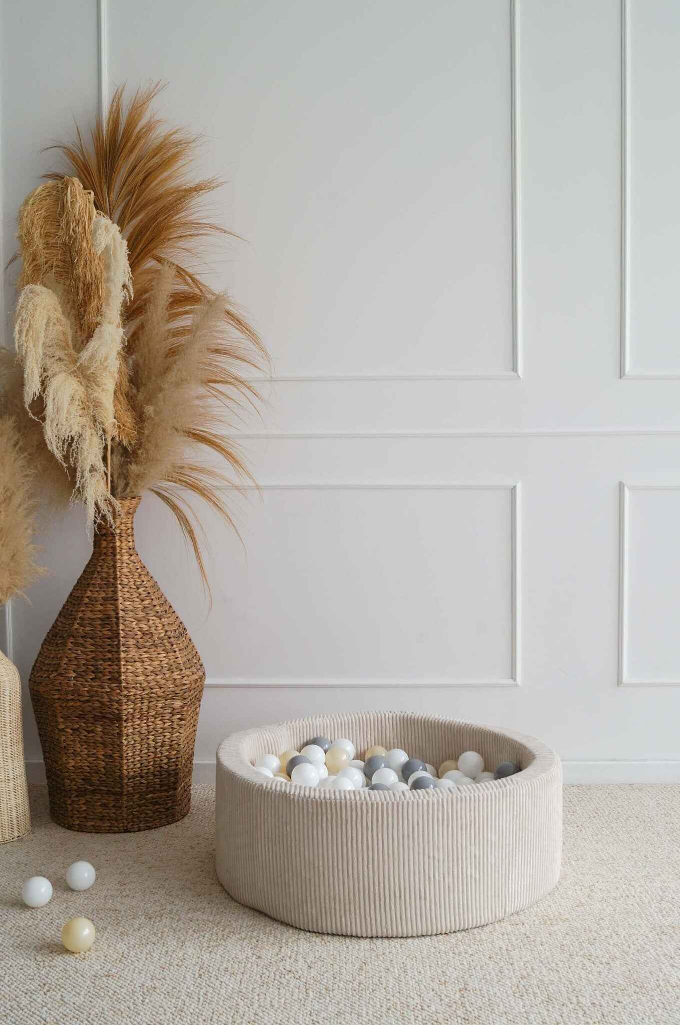 Moje | Ribbed Velvet Ball Bath - Crème 90x30 cm + Balls