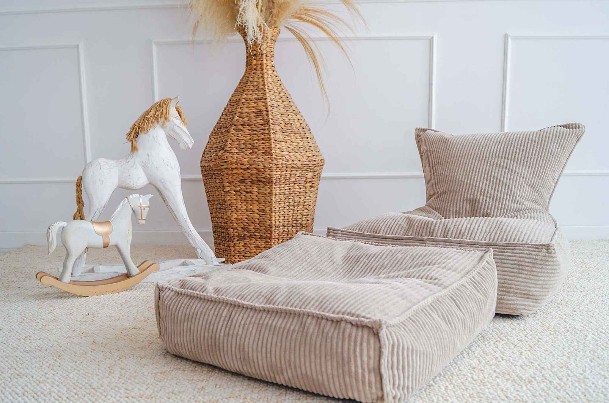Moje | Velvet Rib Corduroy Dark Beige Beanbag