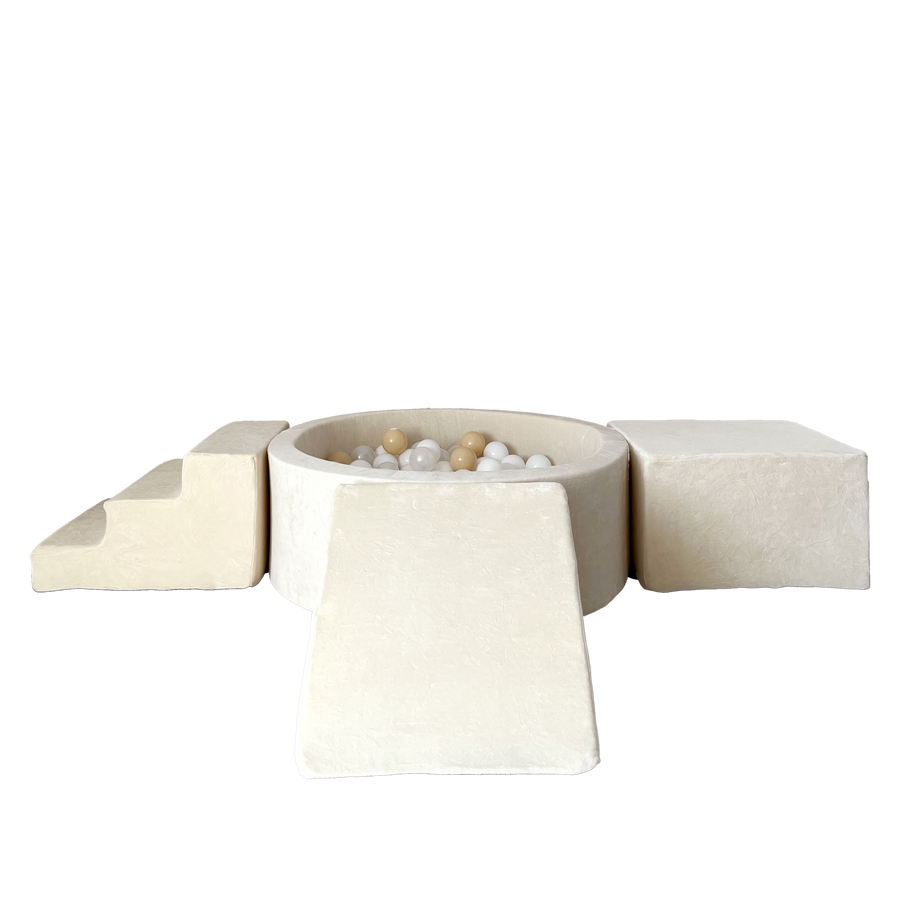 Moje | 3 Elementen + Ballenbad - Soft Velvet Ecru 90x30 cm + 200 Ballen