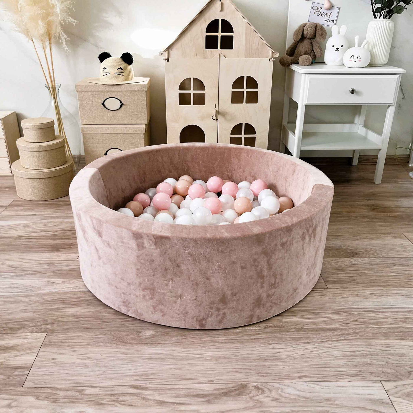 Moje | Ballenbad Soft Velvet - Dark Beige 90x30 cm + Ballen