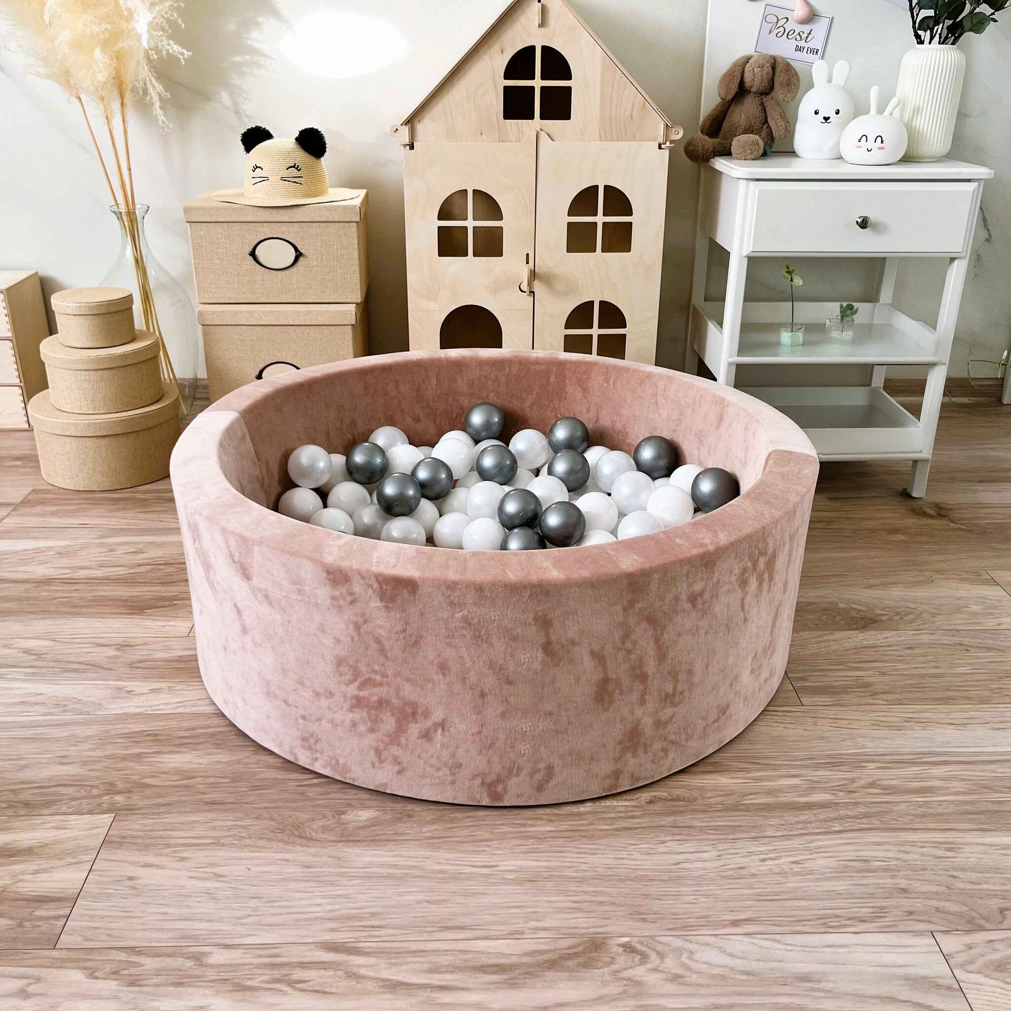 Moje | Ballenbad Soft Velvet - Dark Beige 90x30 cm + Ballen