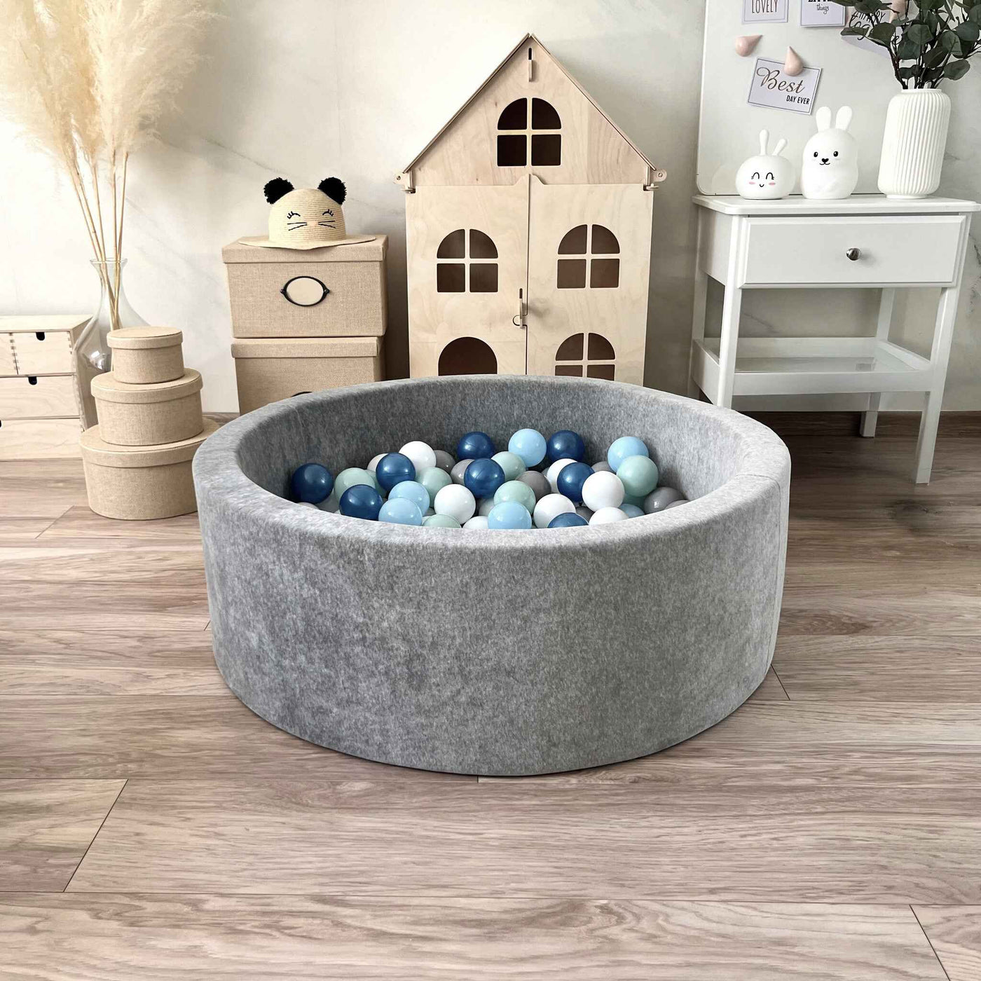 Moje | Ballenbad  Soft Velvet - Grey 90x30 cm + Ballen