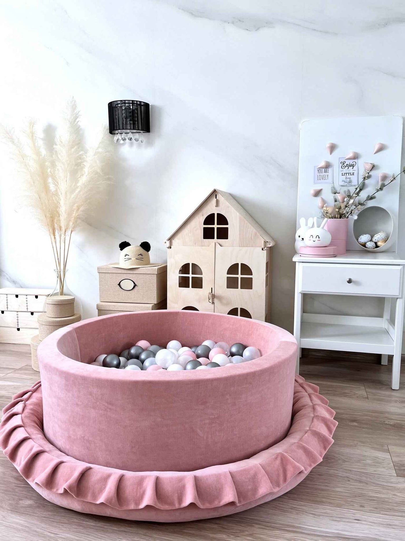 Moje | Soft Velvet Bubble Bath - Raspberry Pink 90x30 cm + Bath Balls