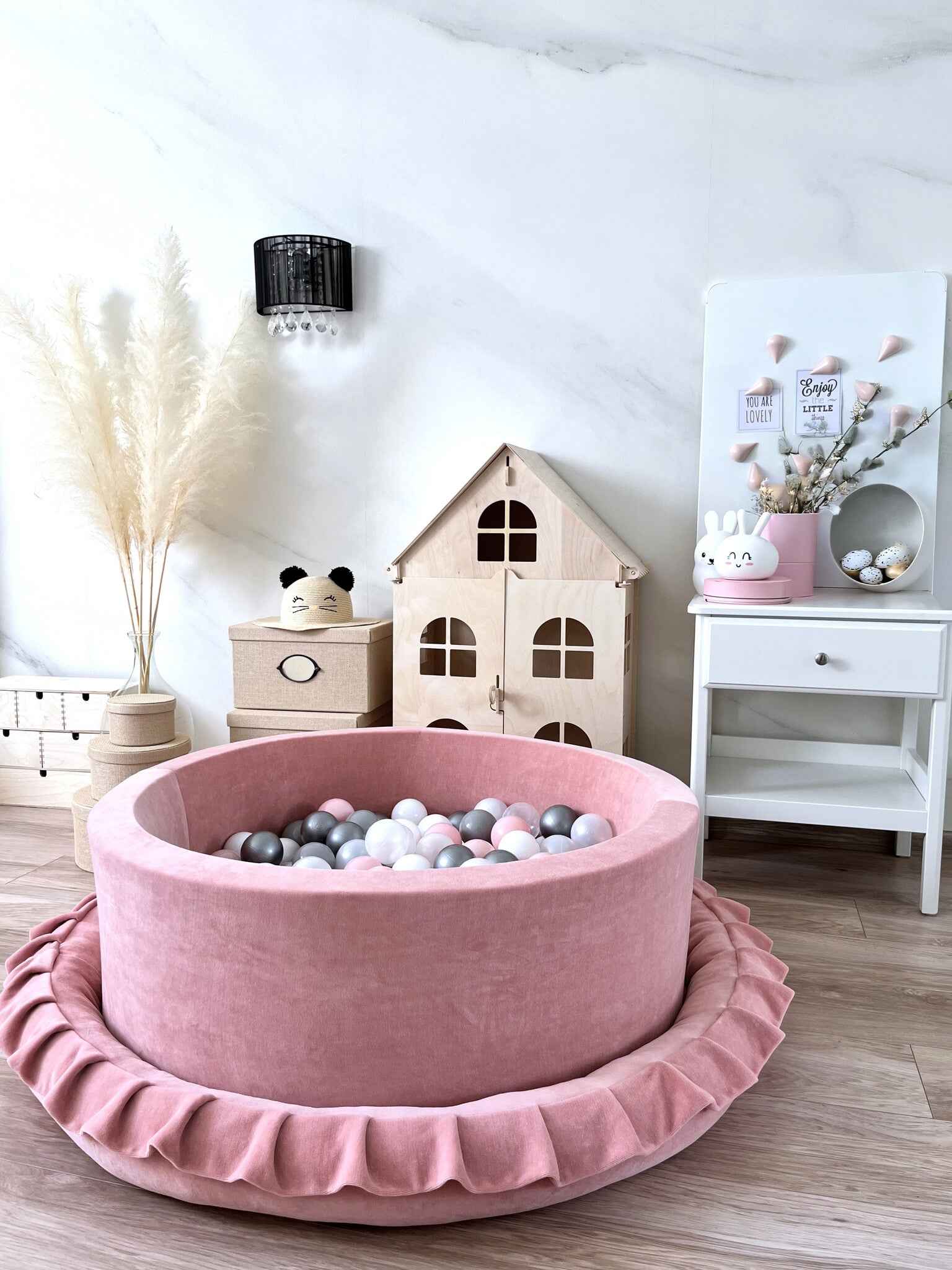 Moje | Soft Velvet Bubble Bath - Raspberry Pink 90x30 cm + Bath Balls