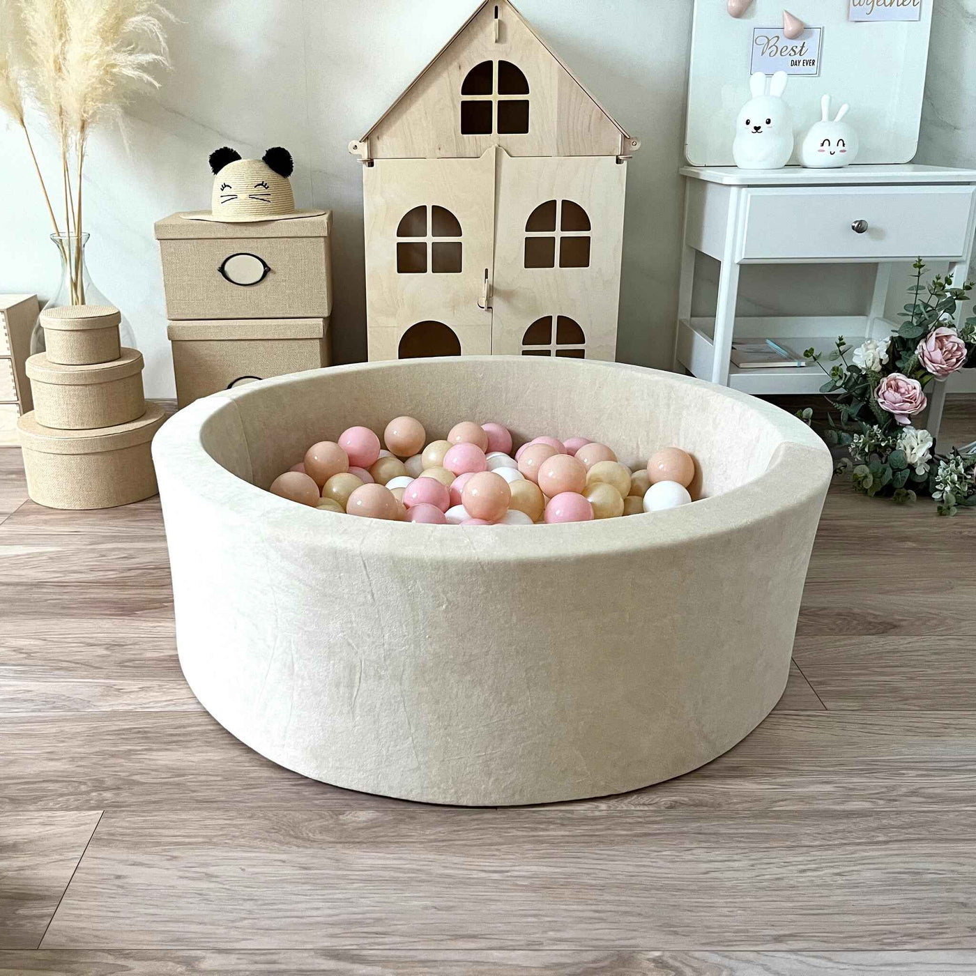 Moje | Soft Velvet Bubble Bath - Ecru 90x30 cm + Balls