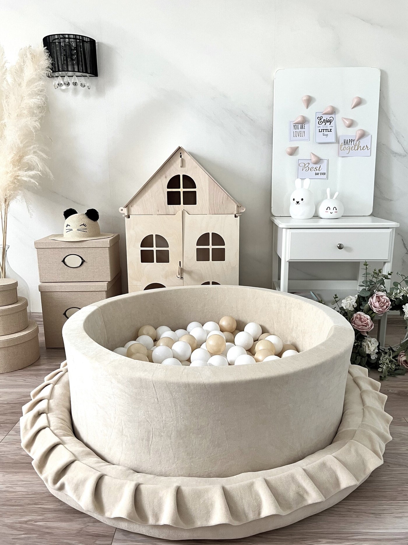 Moje | Speelnest Soft Velvet  - Ecru