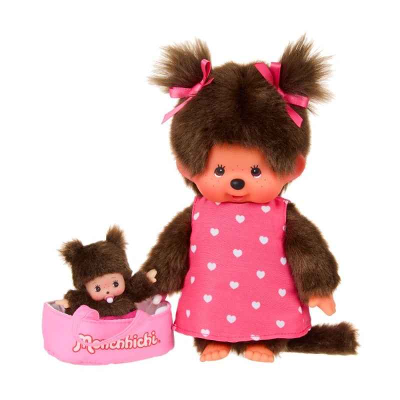Monchhichi | 20 cm Monchhichi with MiniBebichhichi in Carrier Basket