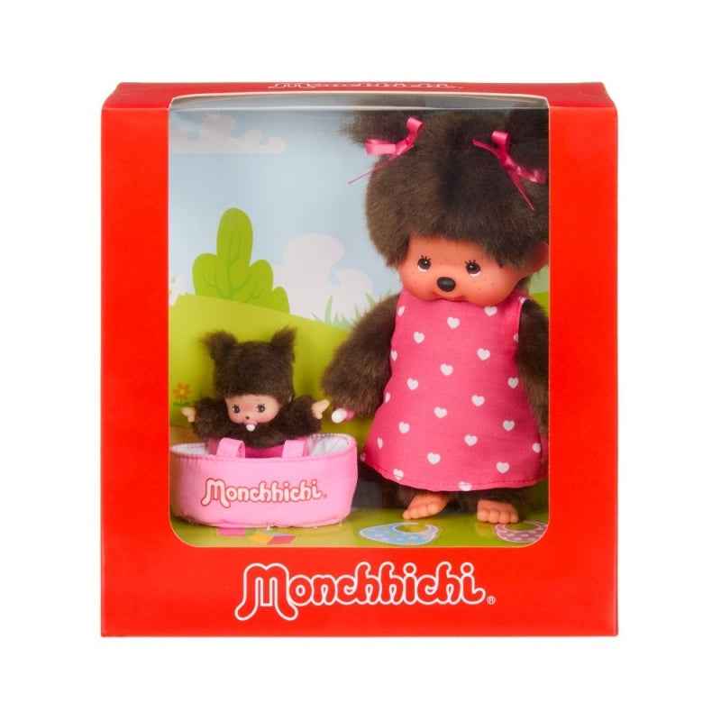 Monchhichi | Monchhichi 20 cm with MiniBebichhichi in Carry Basket