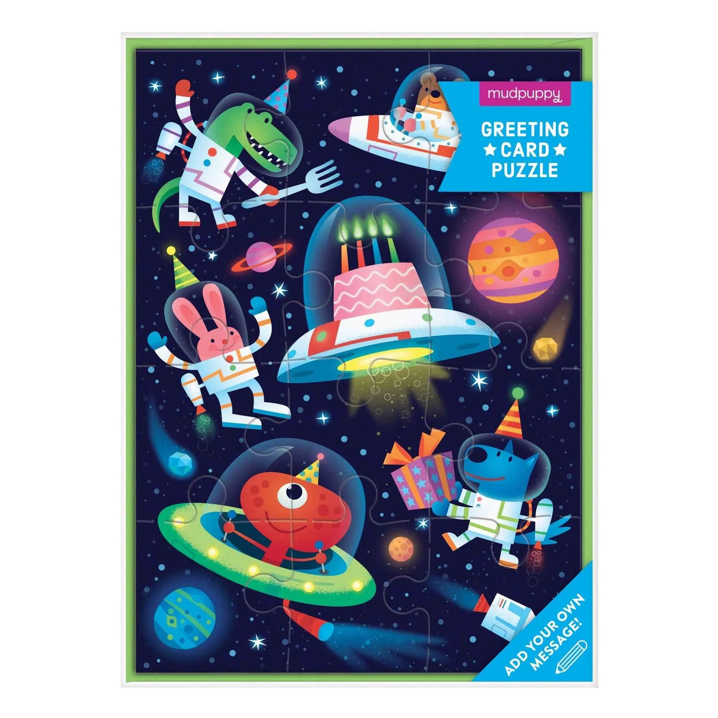 Mudpuppy | Wenskaart Cosmic Party Puzzel