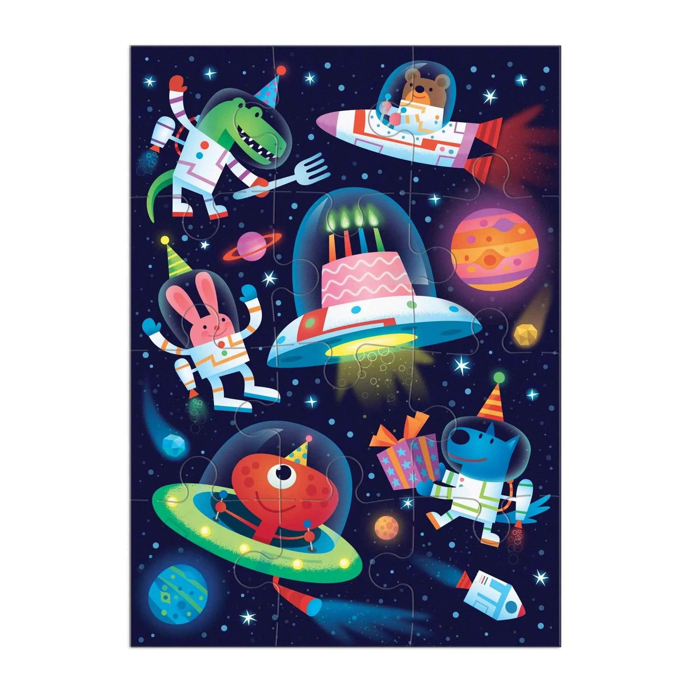 Mudpuppy | Wenskaart Cosmic Party Puzzel